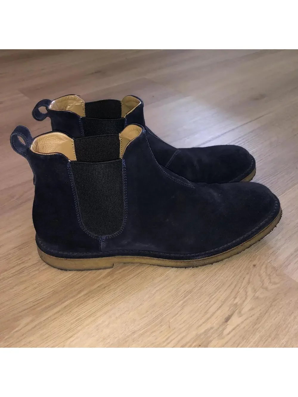 VINCE ITALY SUEDE CHELSEA ANKLE BOOTS NAVY BLUE BLACK MENS SIZE 8